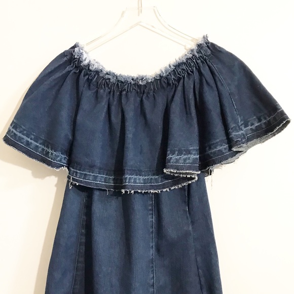 JOA Los Angelos Off Shoulder Denim Dress, Lg NWOT - Picture 2 of 8